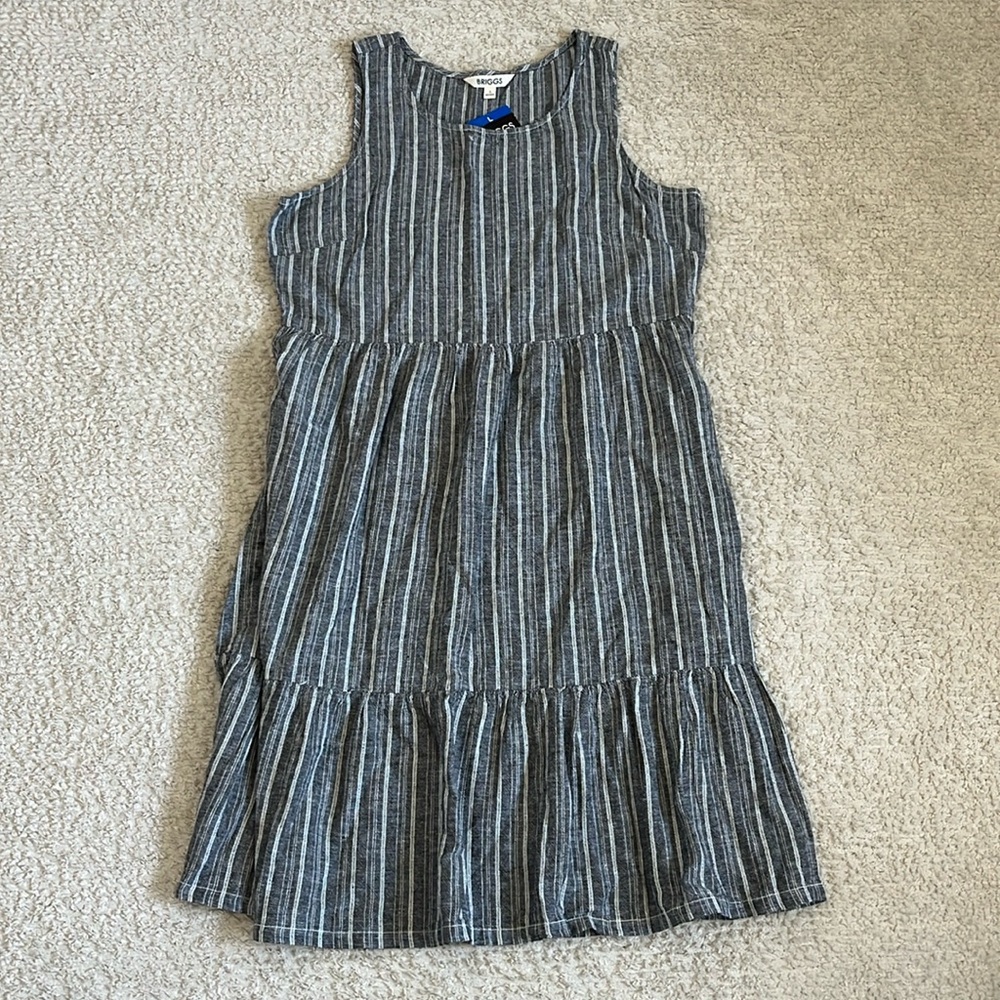 Briggs Ladies' Tiered Linen Blend Sleeveless Dress, Gray - Picture 2 of 8